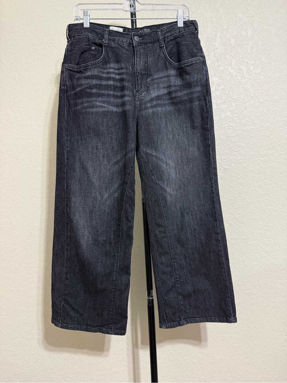 Pilcro High Rise Cropped Wide Leg Jeans Black Wash Size 30 Anthropologie - Picture 7 of 9
